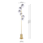 SPI4935-19 Spiral 6 Light Floor Lamp Matt Gold With Smoked/Clear Ribbed Glass