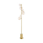 SPI4935-MIX Spiral 6 Light Floor Lamp Matt Gold and Amber Glass