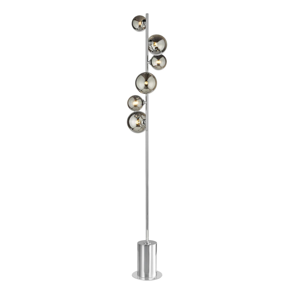 SPI4950-01-24 Spiral 6 Light Floor Lamp Polished Chrome and Smoked Glass