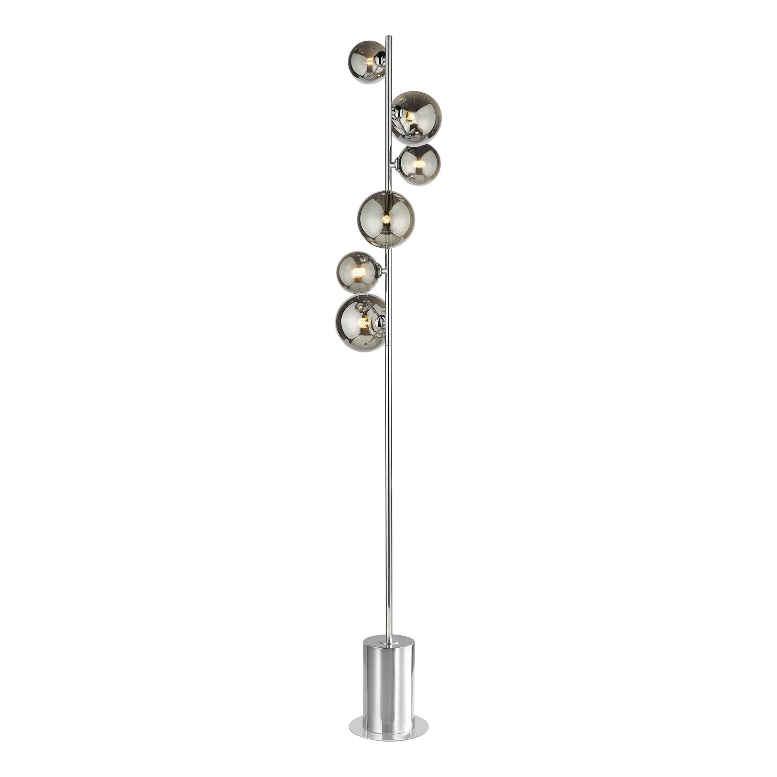 SPI4950-01-24 Spiral 6 Light Floor Lamp Polished Chrome and Smoked Glass