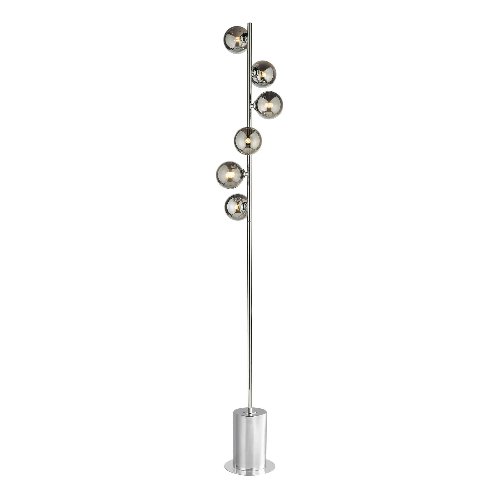 SPI4950-01 Spiral 6 Light Floor Lamp Polished Chrome With Smoked Glass