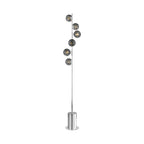 SPI4950-21 Spiral 6 Light Floor Lamp Polished Chrome With Black Confetti Glass