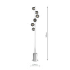 SPI4950-21 Spiral 6 Light Floor Lamp Polished Chrome With Black Confetti Glass