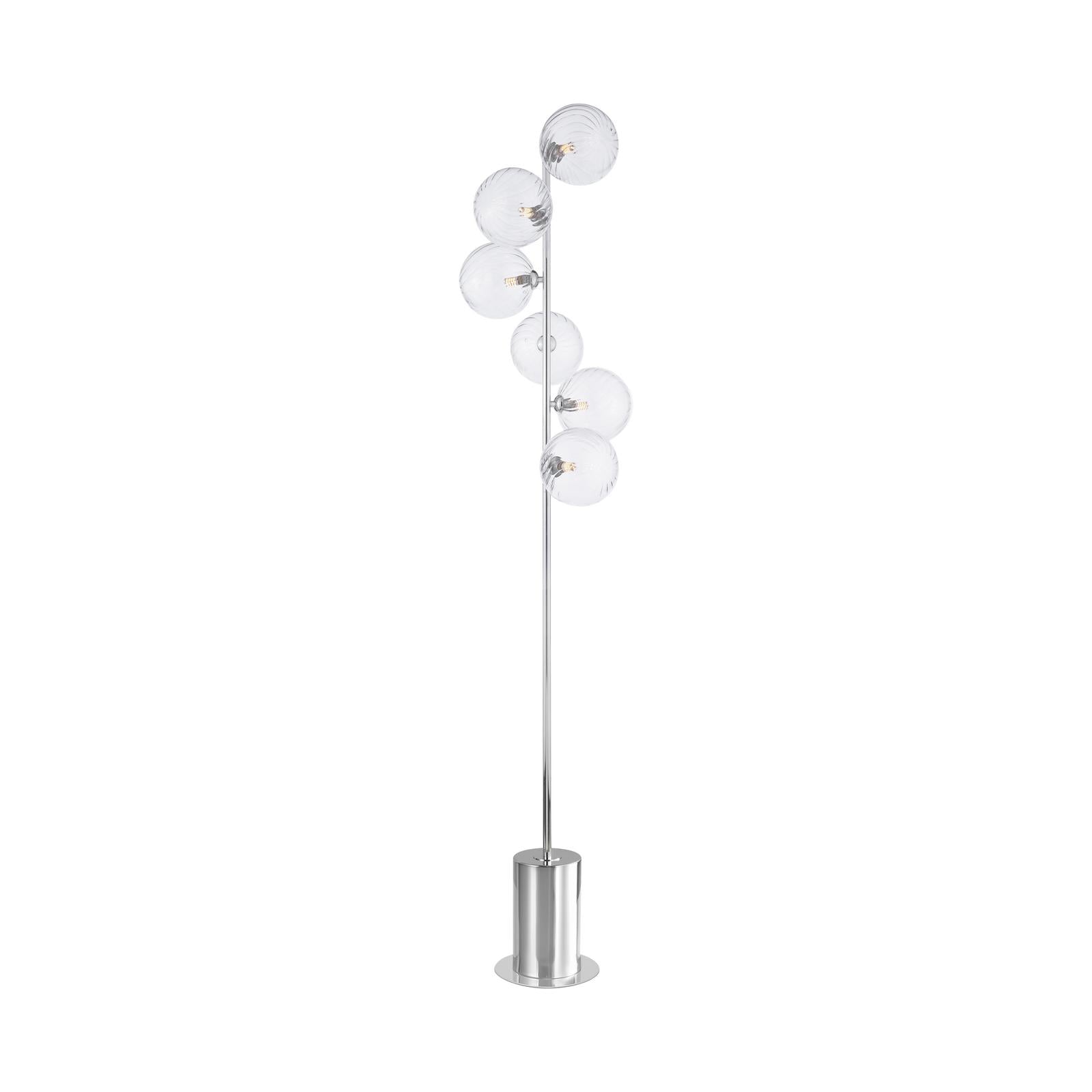 SPI4950-22 Spiral 6 Light Floor Lamp Polished Chrome With Closed Glass
