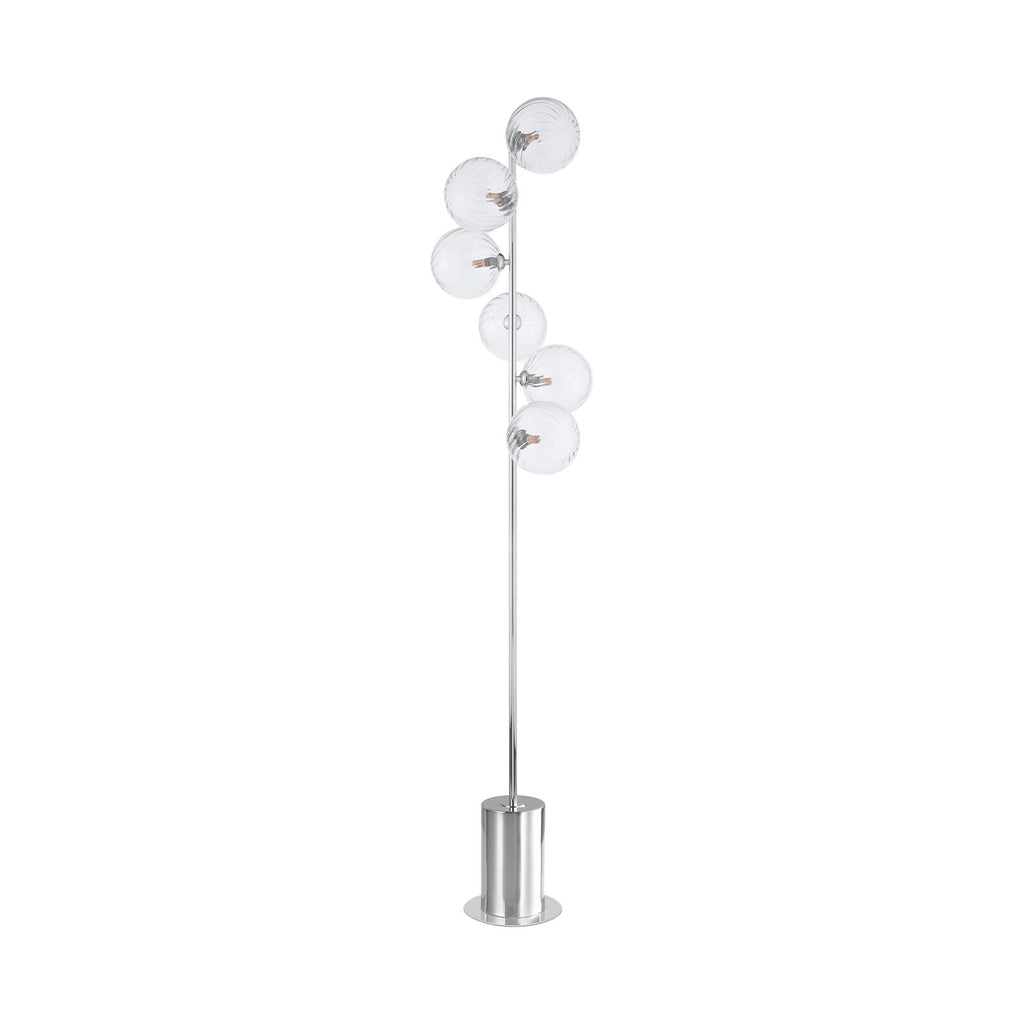 SPI4950-22 Spiral 6 Light Floor Lamp Polished Chrome With Closed Glass