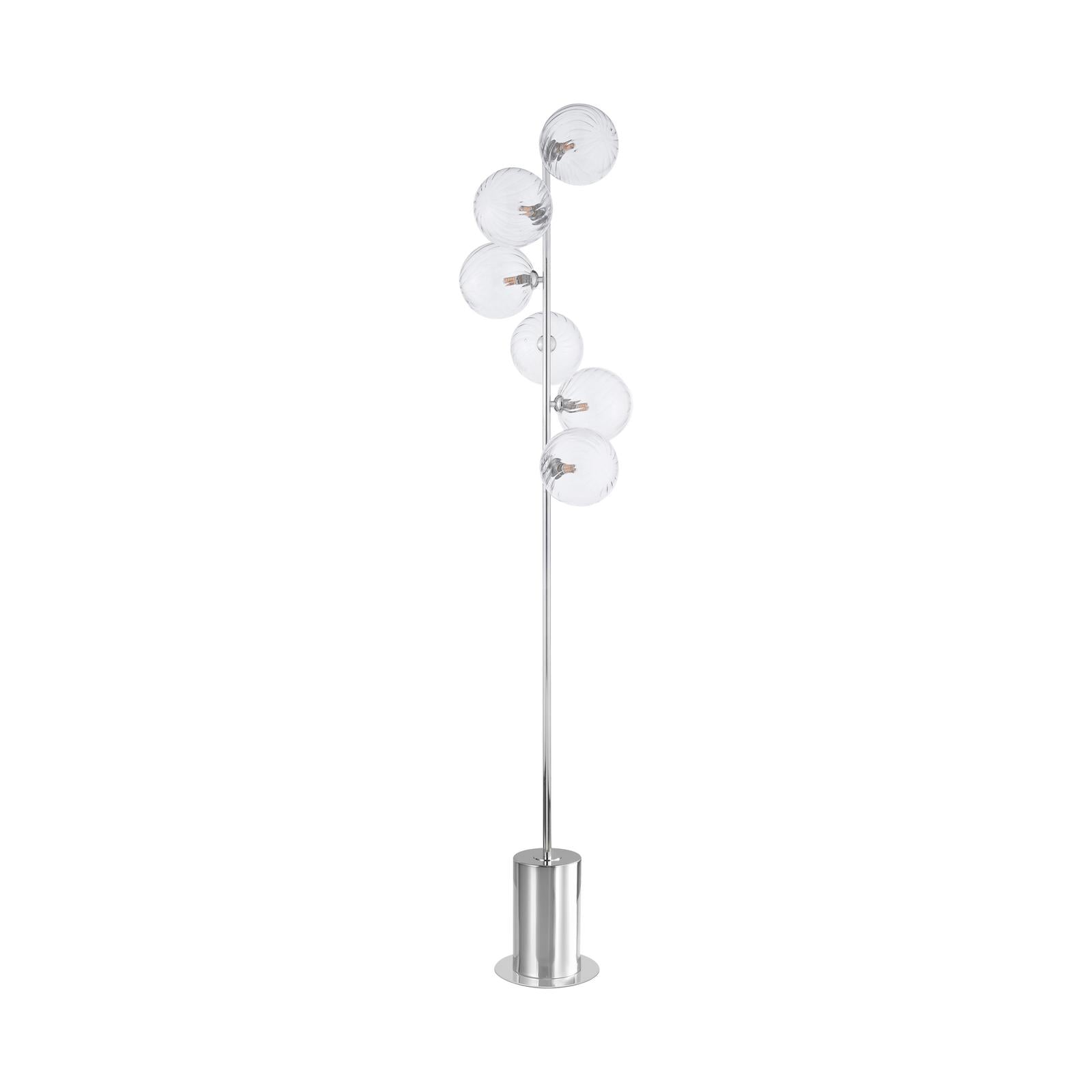 SPI4950-22 Spiral 6 Light Floor Lamp Polished Chrome With Closed Glass