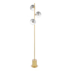SPI5535-19 Spiral 3 Light Floor Lamp Matt Gold With Smoked/Clear Ribbed Glass