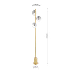 SPI5535-19 Spiral 3 Light Floor Lamp Matt Gold With Smoked/Clear Ribbed Glass