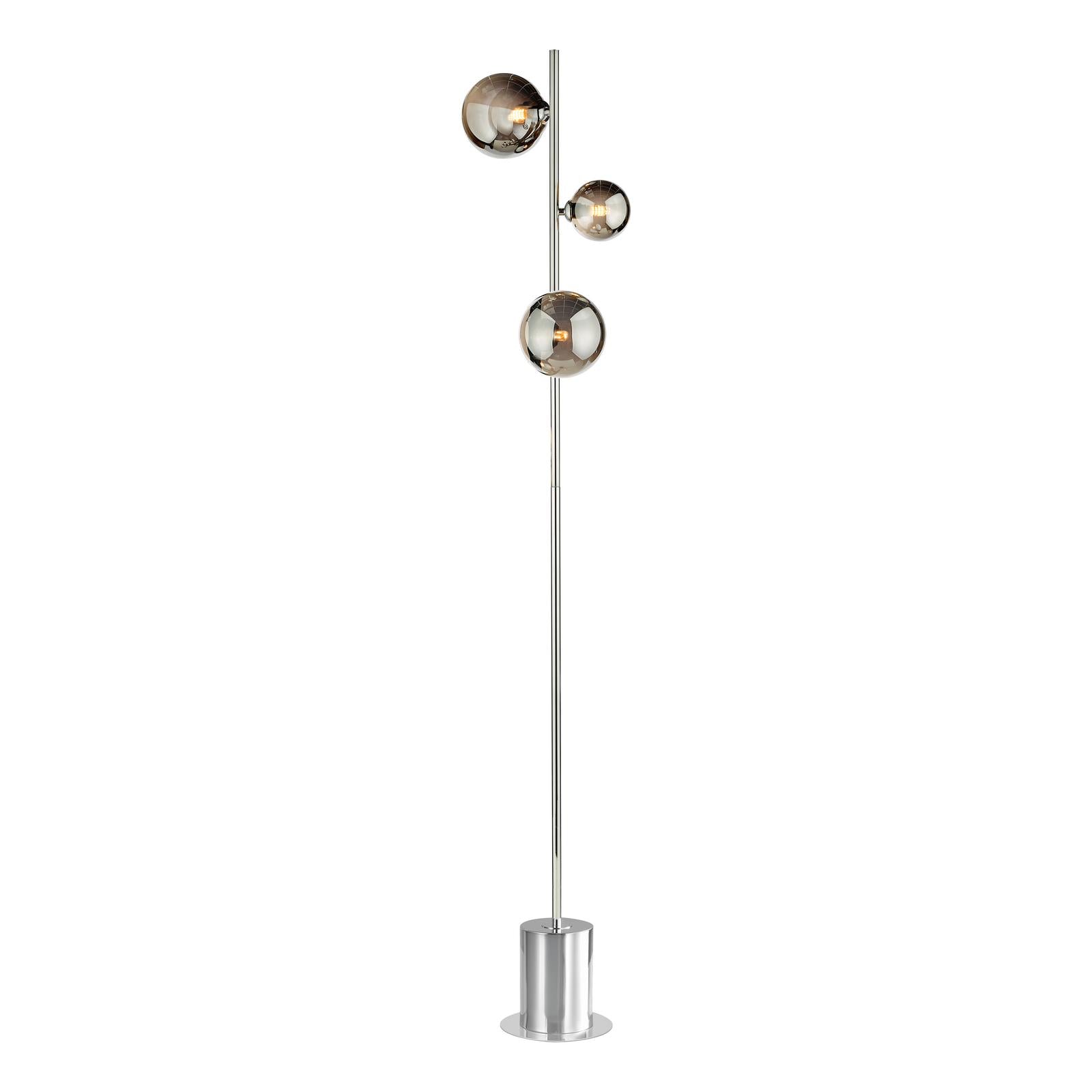 SPI5550-01-24 Spiral 3 Light Floor Lamp Polished Chrome and Smoked Glass
