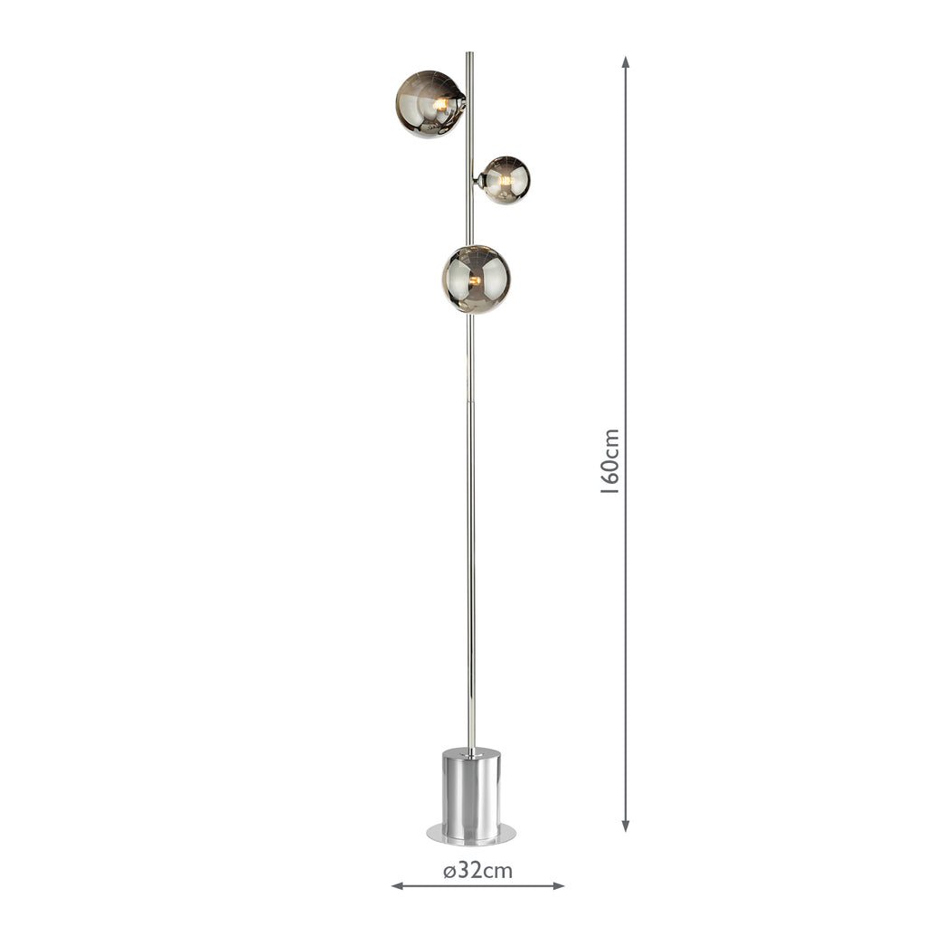 SPI5550-01-24 Spiral 3 Light Floor Lamp Polished Chrome and Smoked Glass