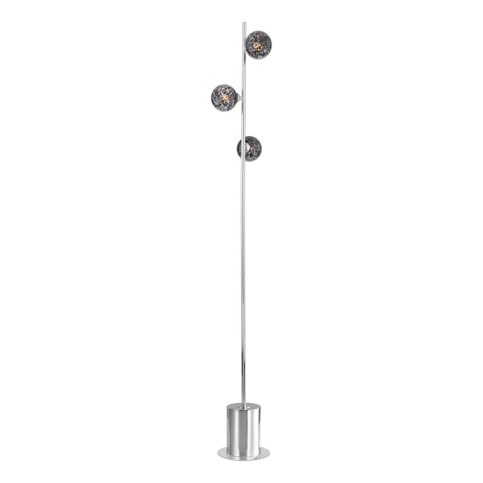 SPI5550-21 Spiral 3 Light Floor Lamp Polished Chrome With Black Confetti Glass