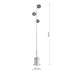 SPI5550-21 Spiral 3 Light Floor Lamp Polished Chrome With Black Confetti Glass