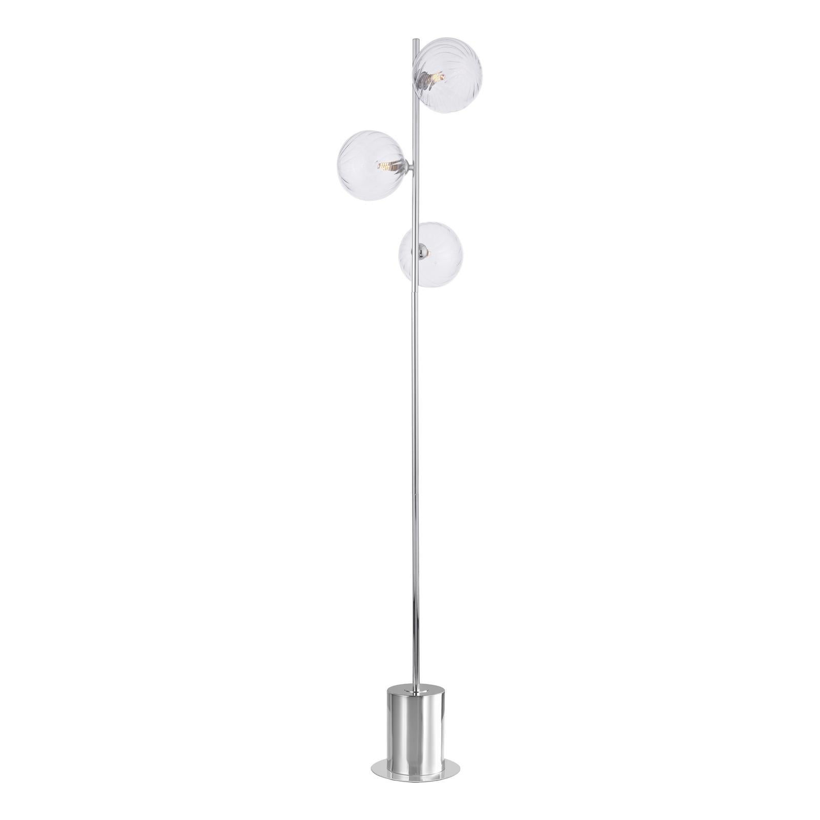 SPI5550-22 Spiral 3 Light Floor Lamp Polished Chrome With Closed Glass