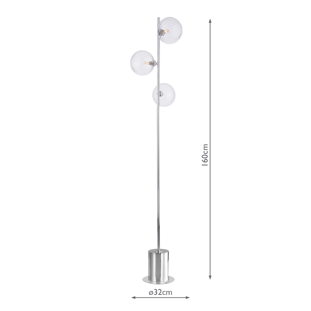 SPI5550-22 Spiral 3 Light Floor Lamp Polished Chrome With Closed Glass