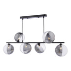 SPI6422-19 Spiral 6 Light Bar Pendant Matt Black With Smoked/Clear Ribbed Glass
