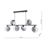 SPI6422-19 Spiral 6 Light Bar Pendant Matt Black With Smoked/Clear Ribbed Glass