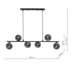 SPI6422-21 Spiral 6 Light Bar Pendant Matt Black With Black Confetti Glass