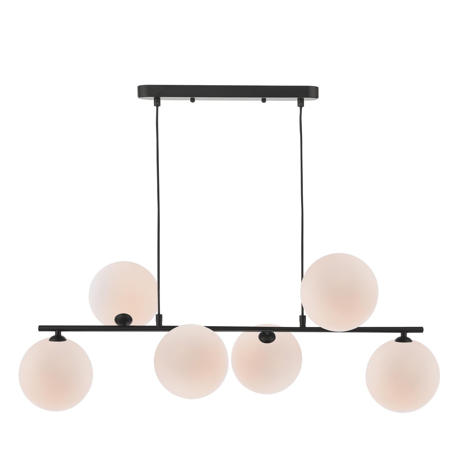 SPI6422-23 Spiral 6 Light Bar Pendant Matt Black With Opal Glass