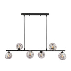 SPI6422-28 Spiral 6 Light Bar Pendant Matt Black With Closed Organic Smoked Glass