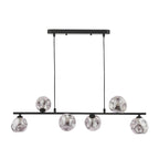 SPI6422-28 Spiral 6 Light Bar Pendant Matt Black With Closed Organic Smoked Glass