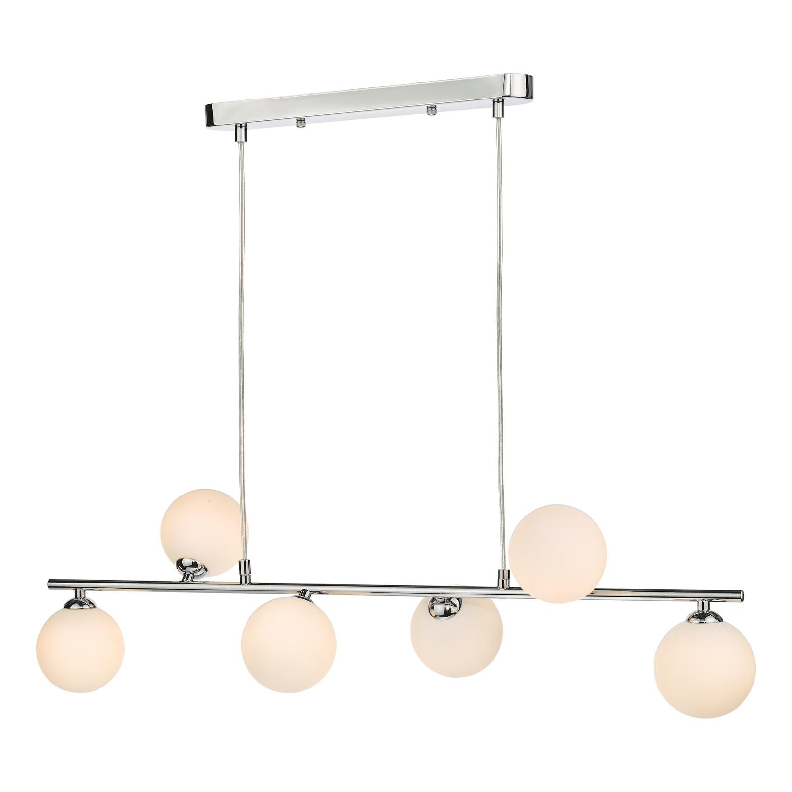 SPI6450-02 Spiral 6 Light Bar Pendant Polished Chrome With Opal Glass