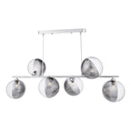 SPI6450-19 Spiral 6 Light Bar Pendant Polished Chrome With Smoked/Clear Ribbed Glass