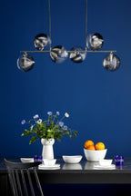 SPI6450-19 Spiral 6 Light Bar Pendant Polished Chrome With Smoked/Clear Ribbed Glass