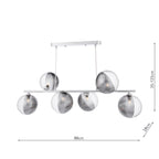 SPI6450-19 Spiral 6 Light Bar Pendant Polished Chrome With Smoked/Clear Ribbed Glass