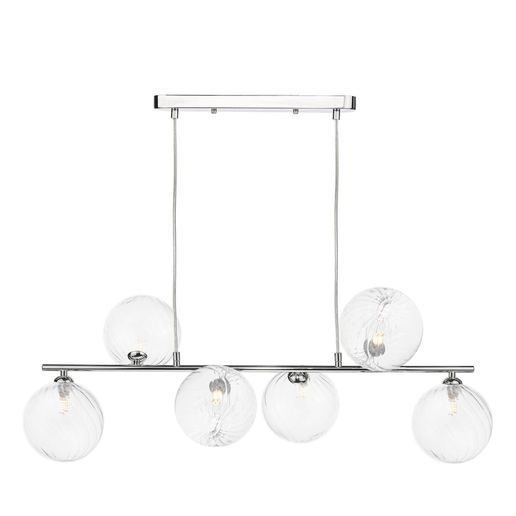 SPI6450-22 Spiral 6 Light Bar Pendant Polished Chrome With Closed Glass