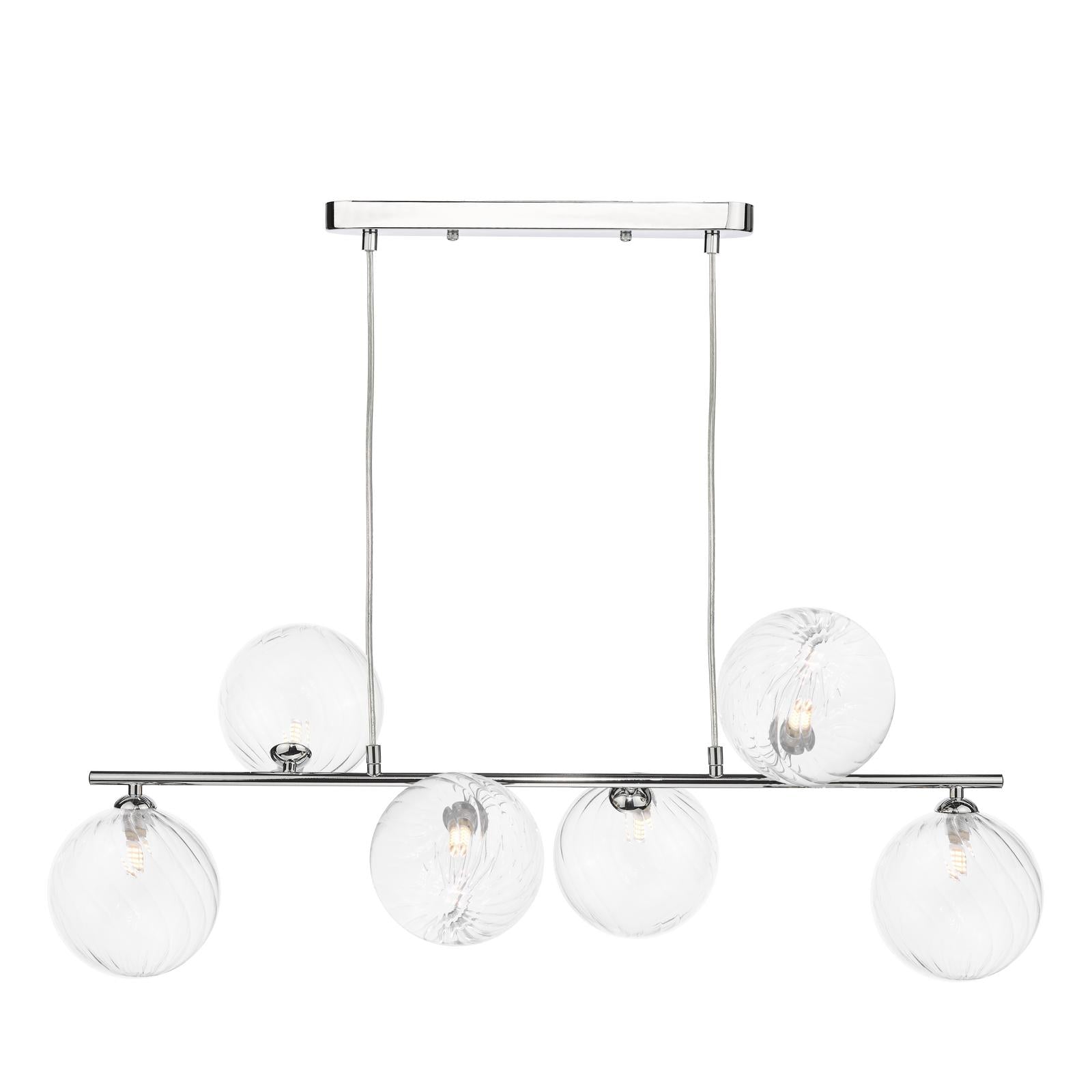 SPI6450-22 Spiral 6 Light Bar Pendant Polished Chrome With Closed Glass