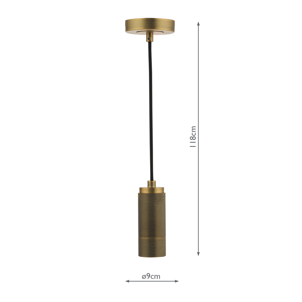 SPK0140 1 Light E27 Suspension Knurled Brass
