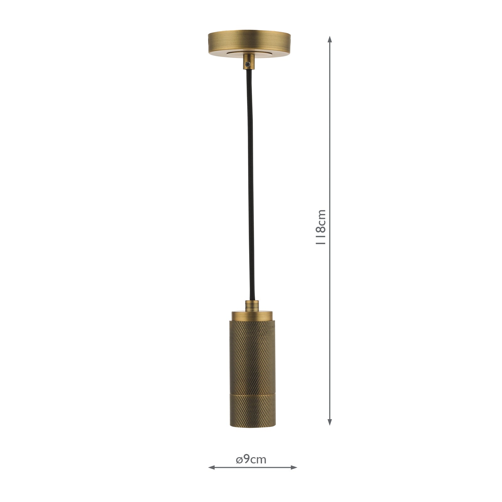 SPK0140 1 Light E27 Suspension Knurled Brass