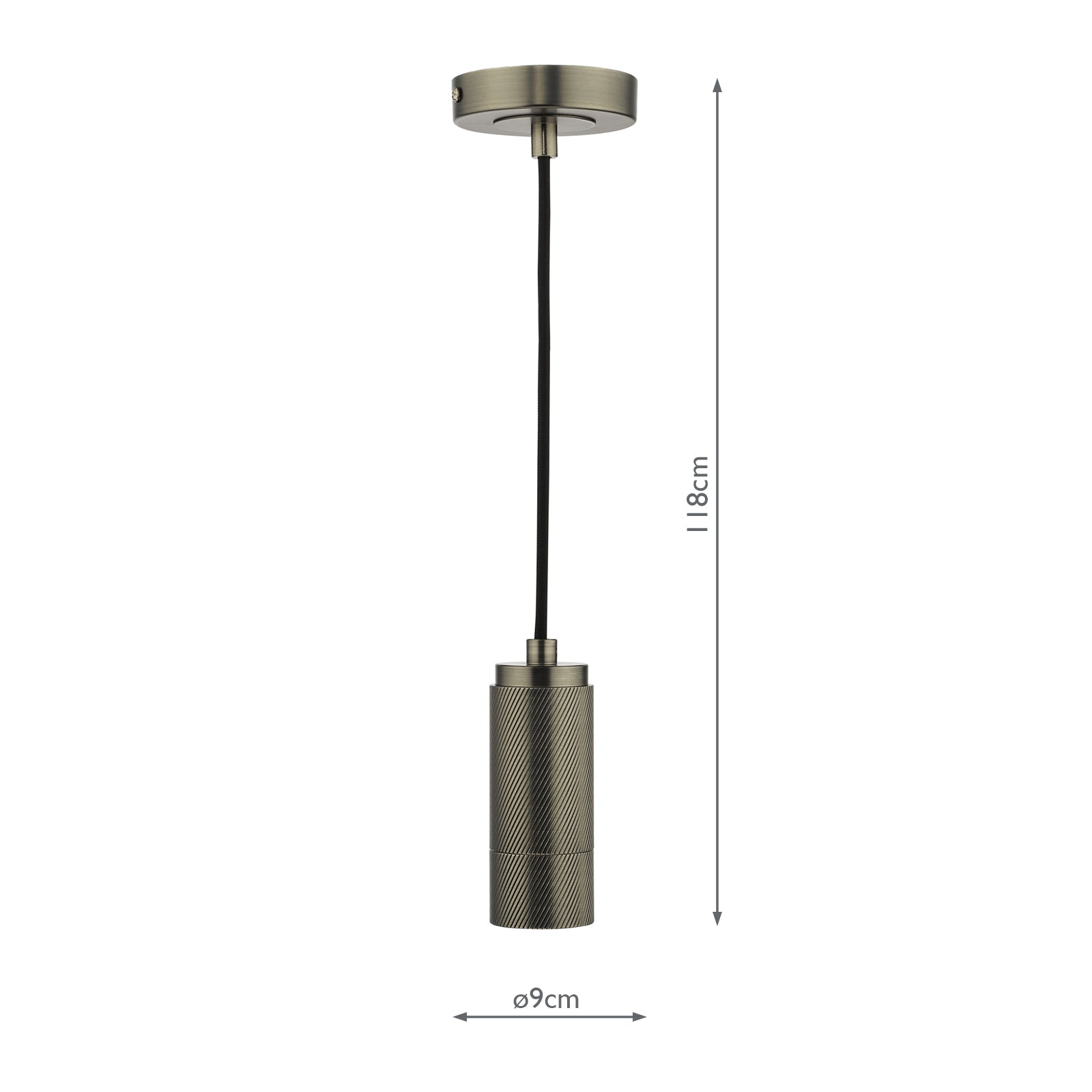 SPK0167 1 Light E27 Suspension Knurled Antique Chrome