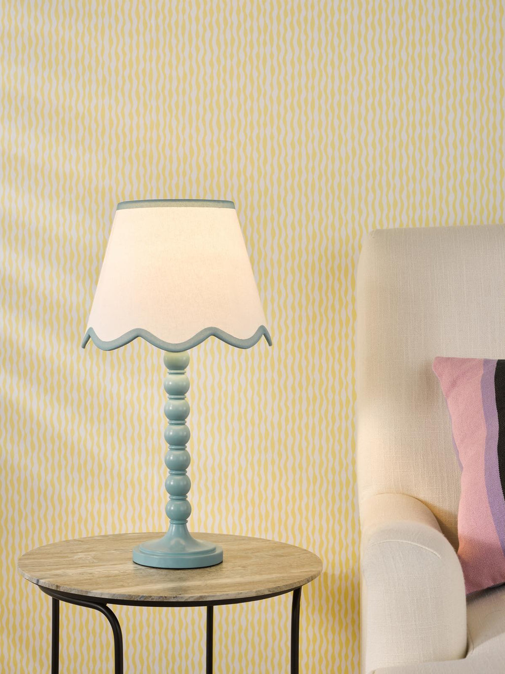 SPO4223-POM1023 Spool Table Lamp Blue With Shade