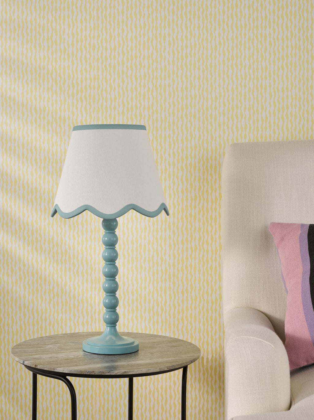 SPO4223-POM1023 Spool Table Lamp Blue With Shade