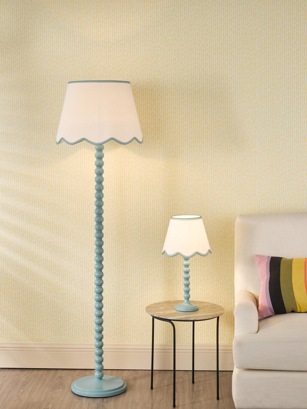 SPO4223-POM1023 Spool Table Lamp Blue With Shade