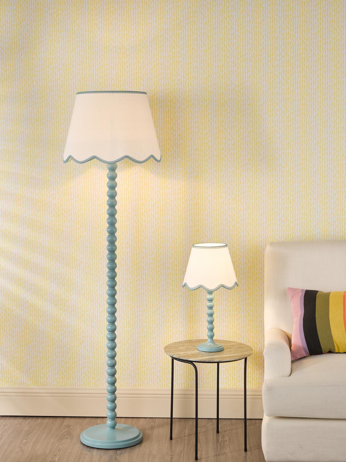 SPO4223-POM1023 Spool Table Lamp Blue With Shade