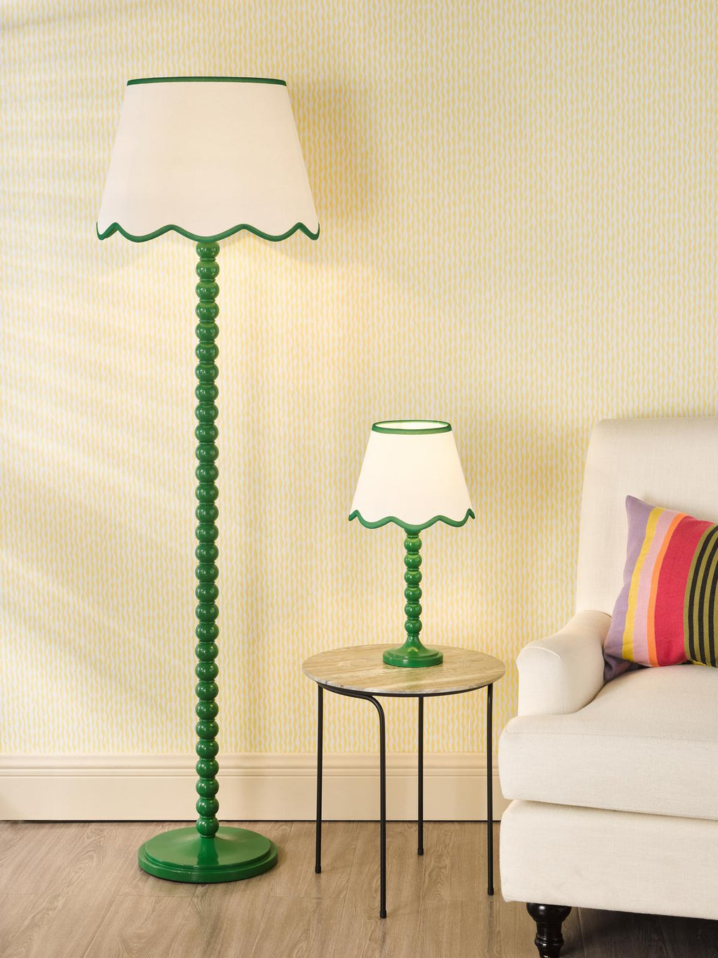 SPO4224-POM1024 Spool Table Lamp Green With Shade