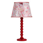 SPO4225-FRI1025 Spool Table Lamp Red With Shade
