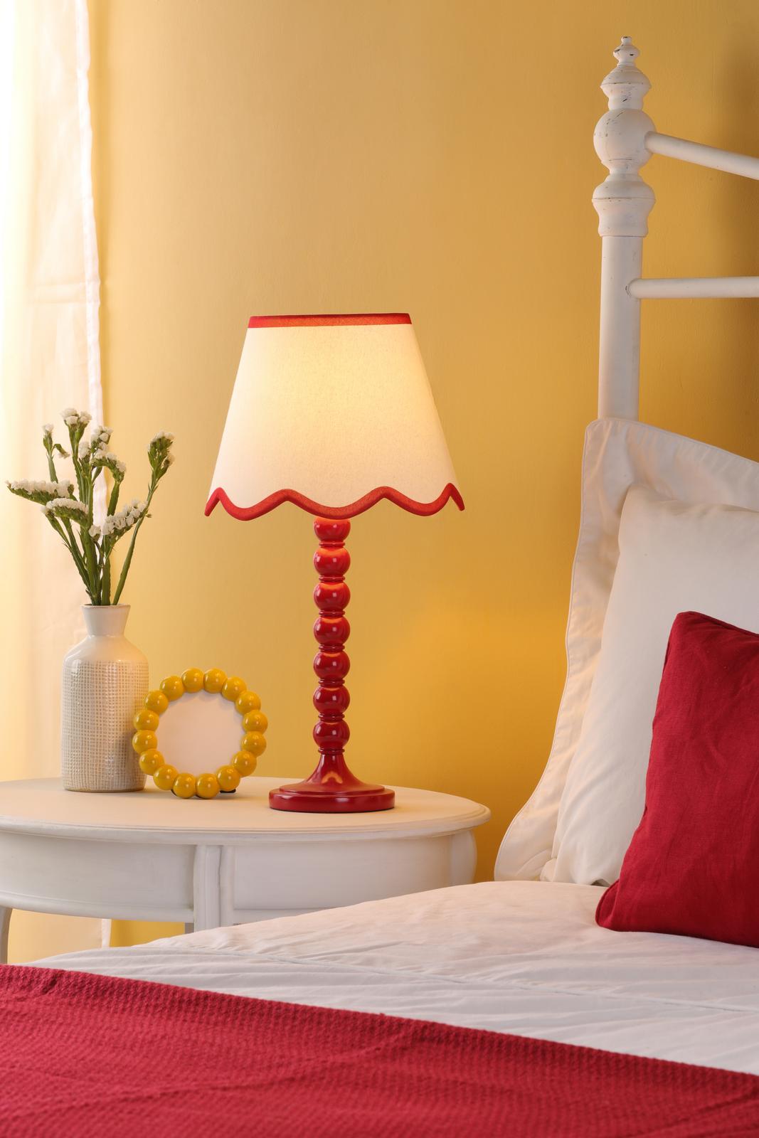 SPO4225-POM1025 Spool Table Lamp Red With Shade