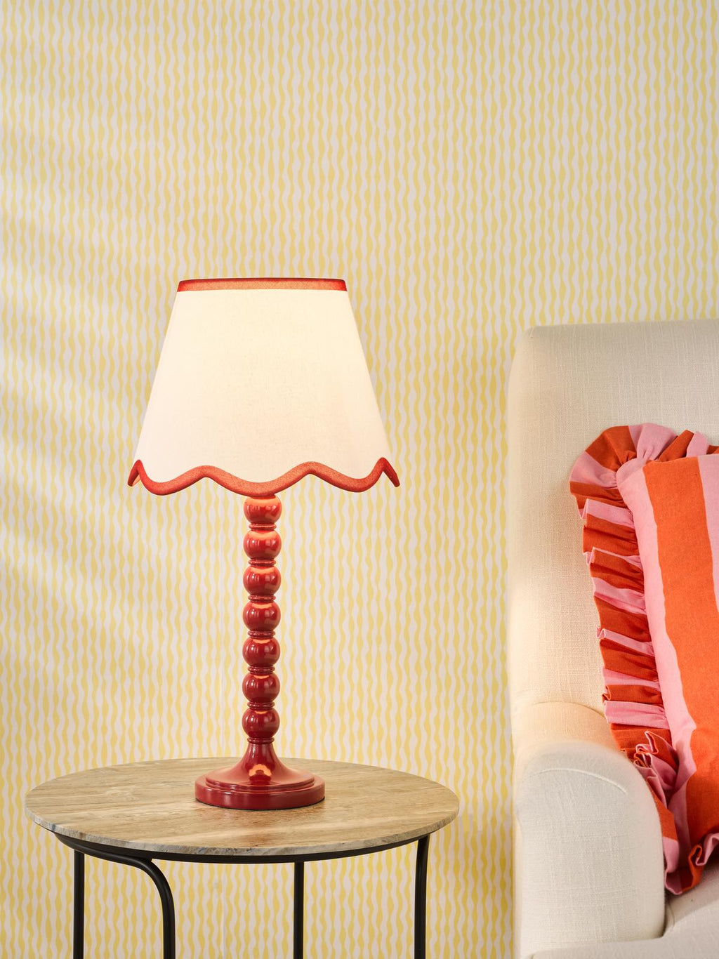 SPO4225-POM1025 Spool Table Lamp Red With Shade