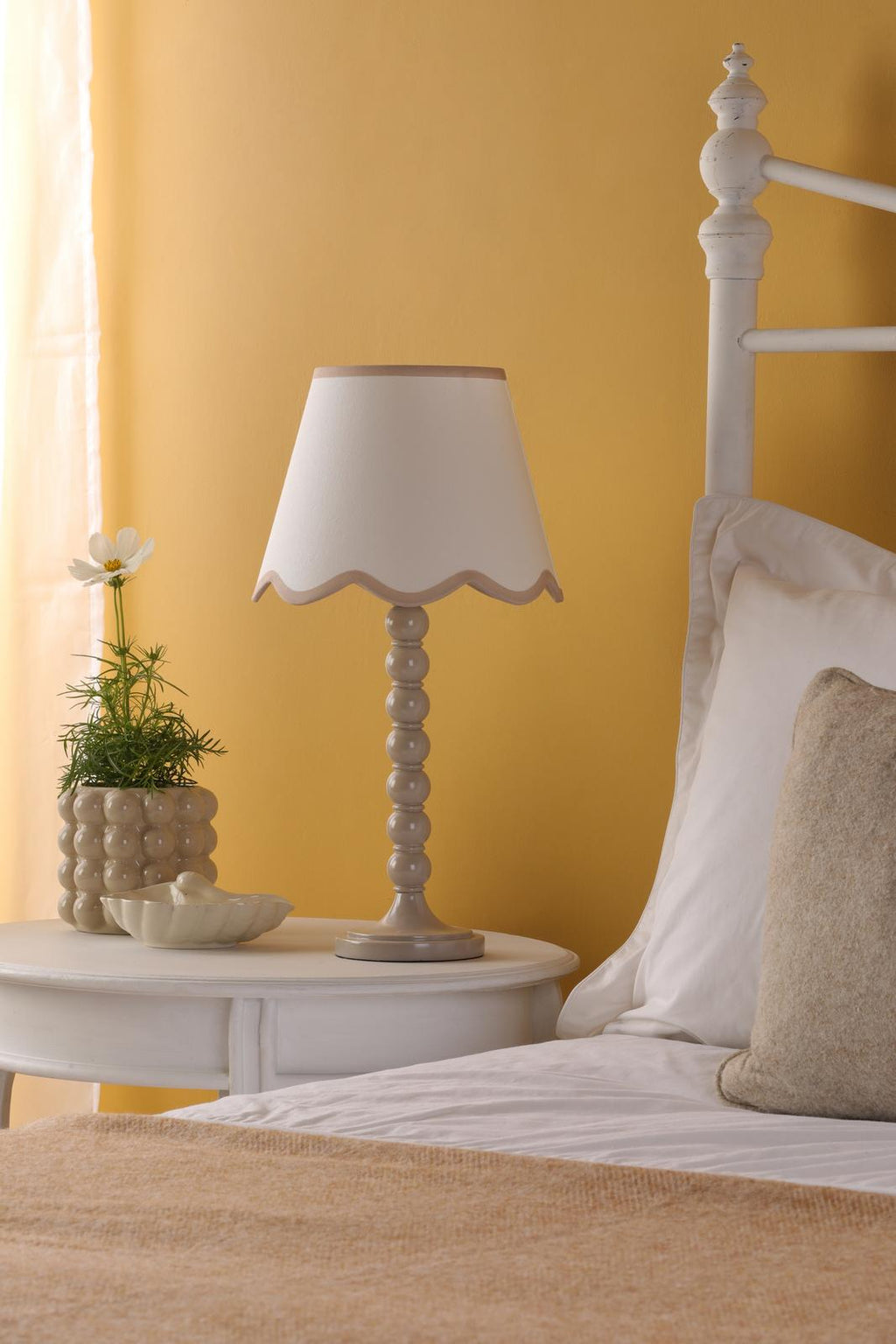 SPO4229-POM1029 Spool Table Lamp Taupe With Shade