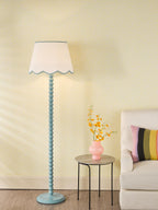 SPO4923-POM1823 Spool Floor Lamp Blue With Shade