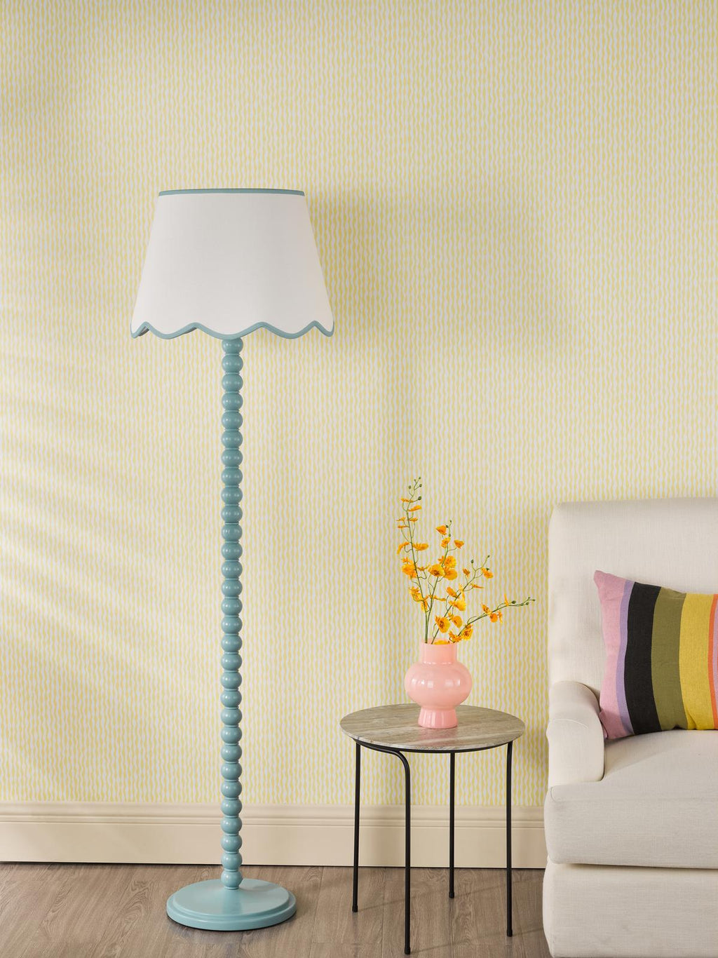 SPO4923-POM1823 Spool Floor Lamp Blue With Shade