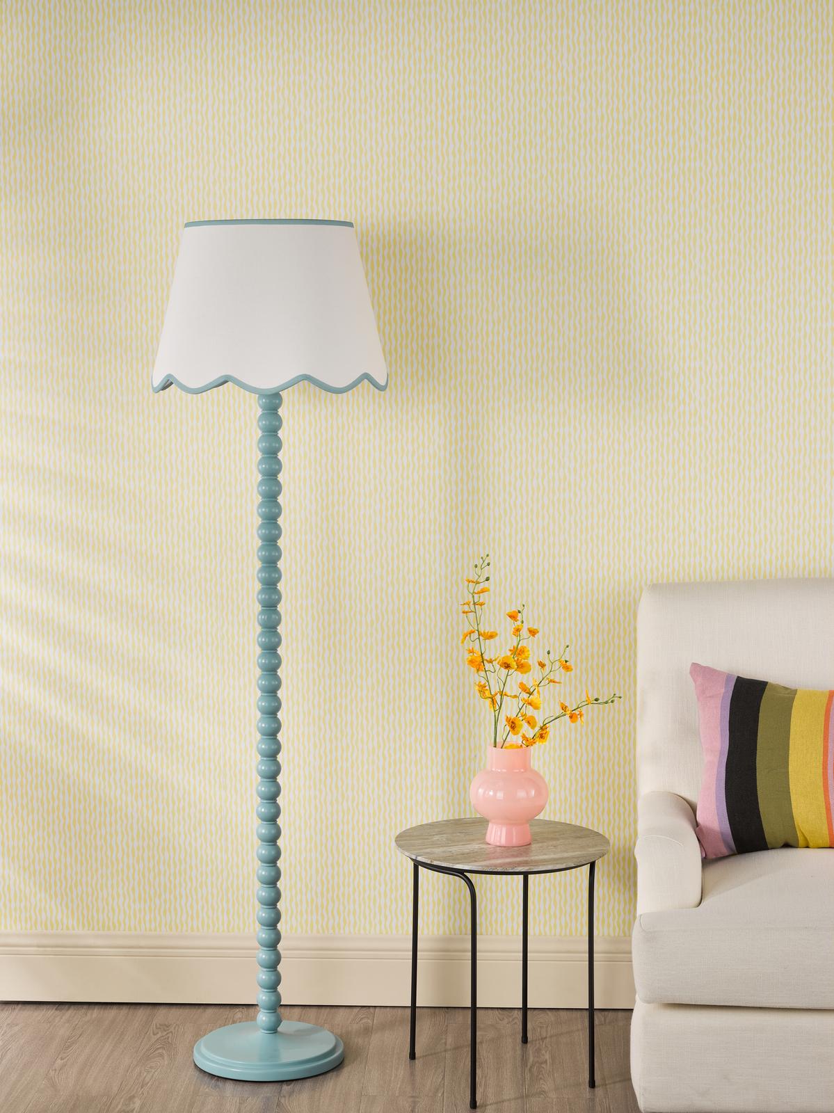 SPO4923-POM1823 Spool Floor Lamp Blue With Shade