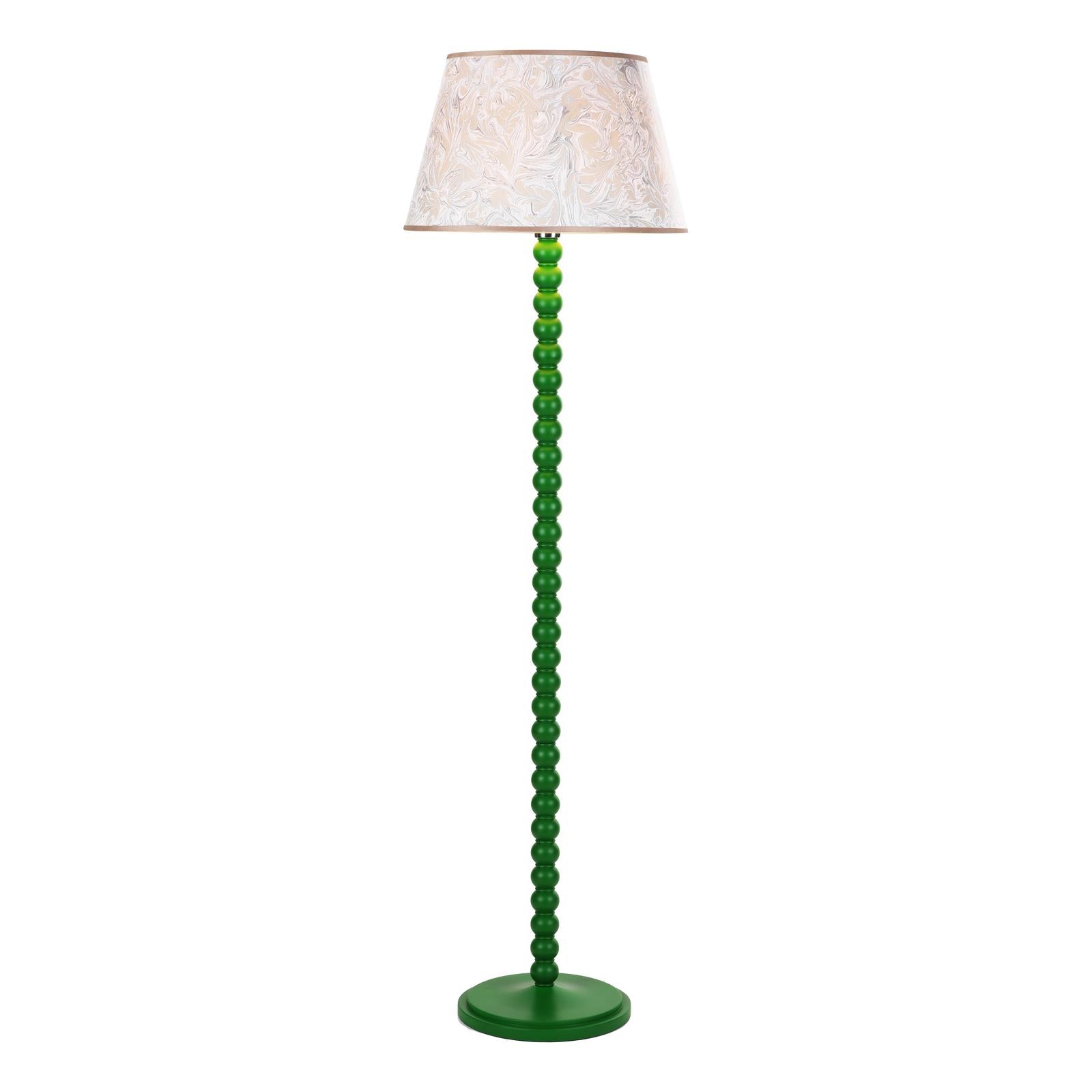 SPO4924-FRI1729 Spool Floor Lamp Green With Shade