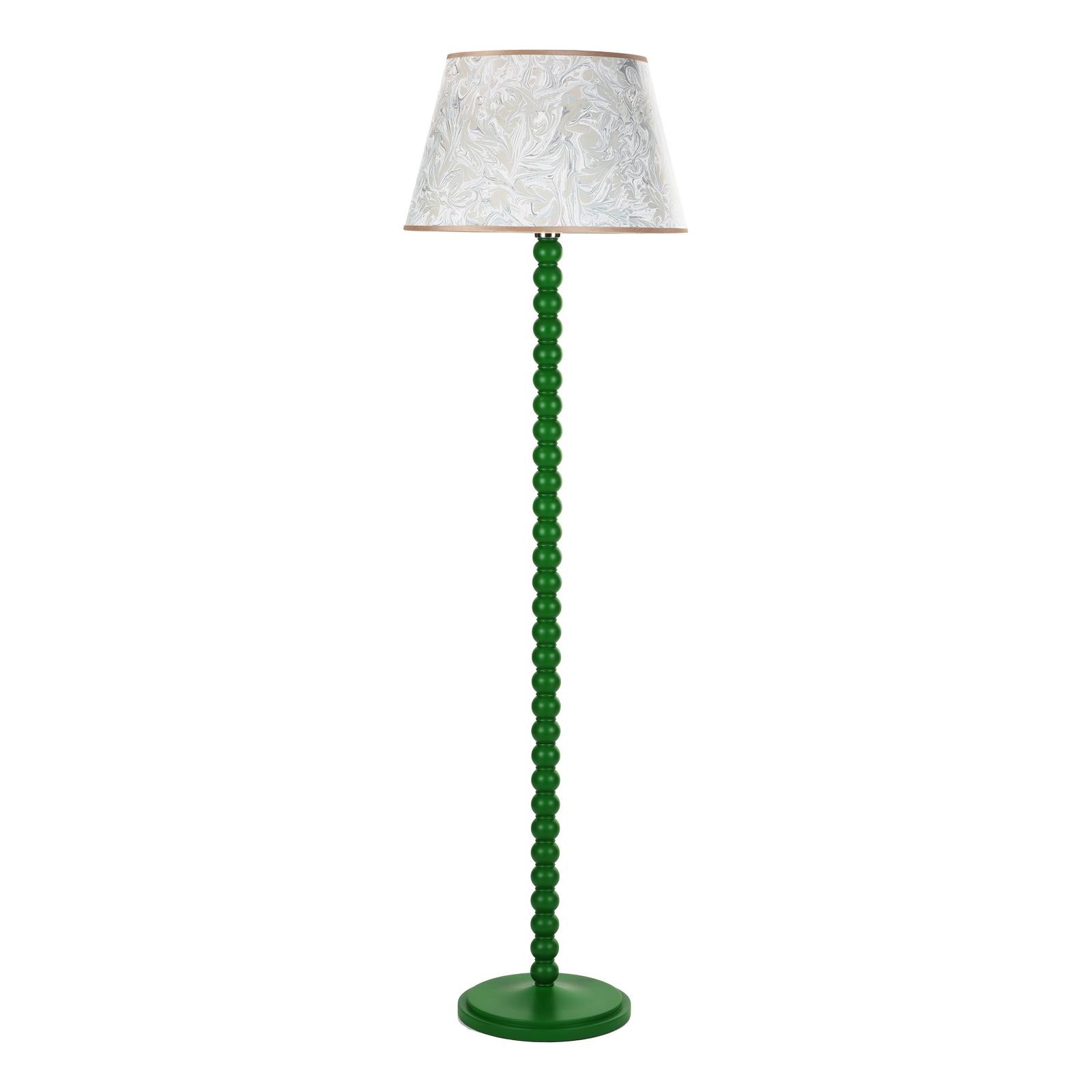 SPO4924-FRI1729 Spool Floor Lamp Green With Shade