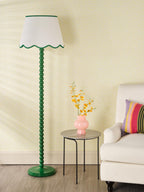 SPO4924-POM1824 Spool Floor Lamp Green With Shade