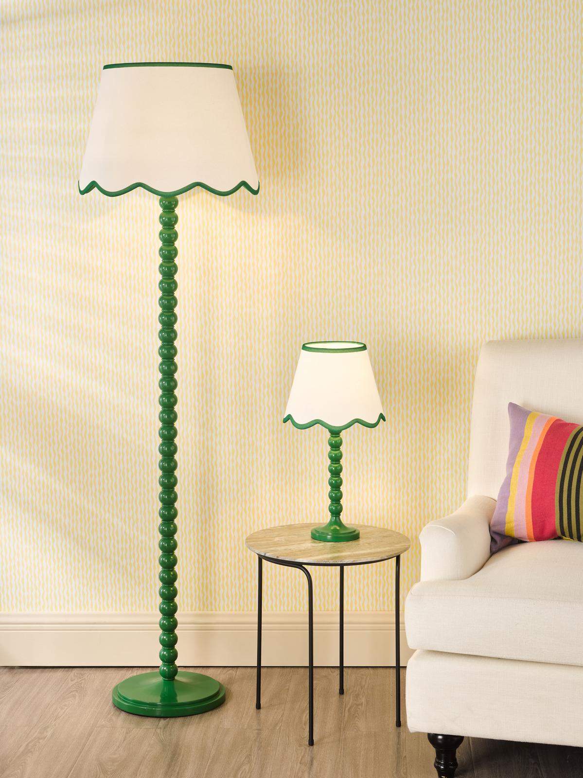 SPO4924-POM1824 Spool Floor Lamp Green With Shade