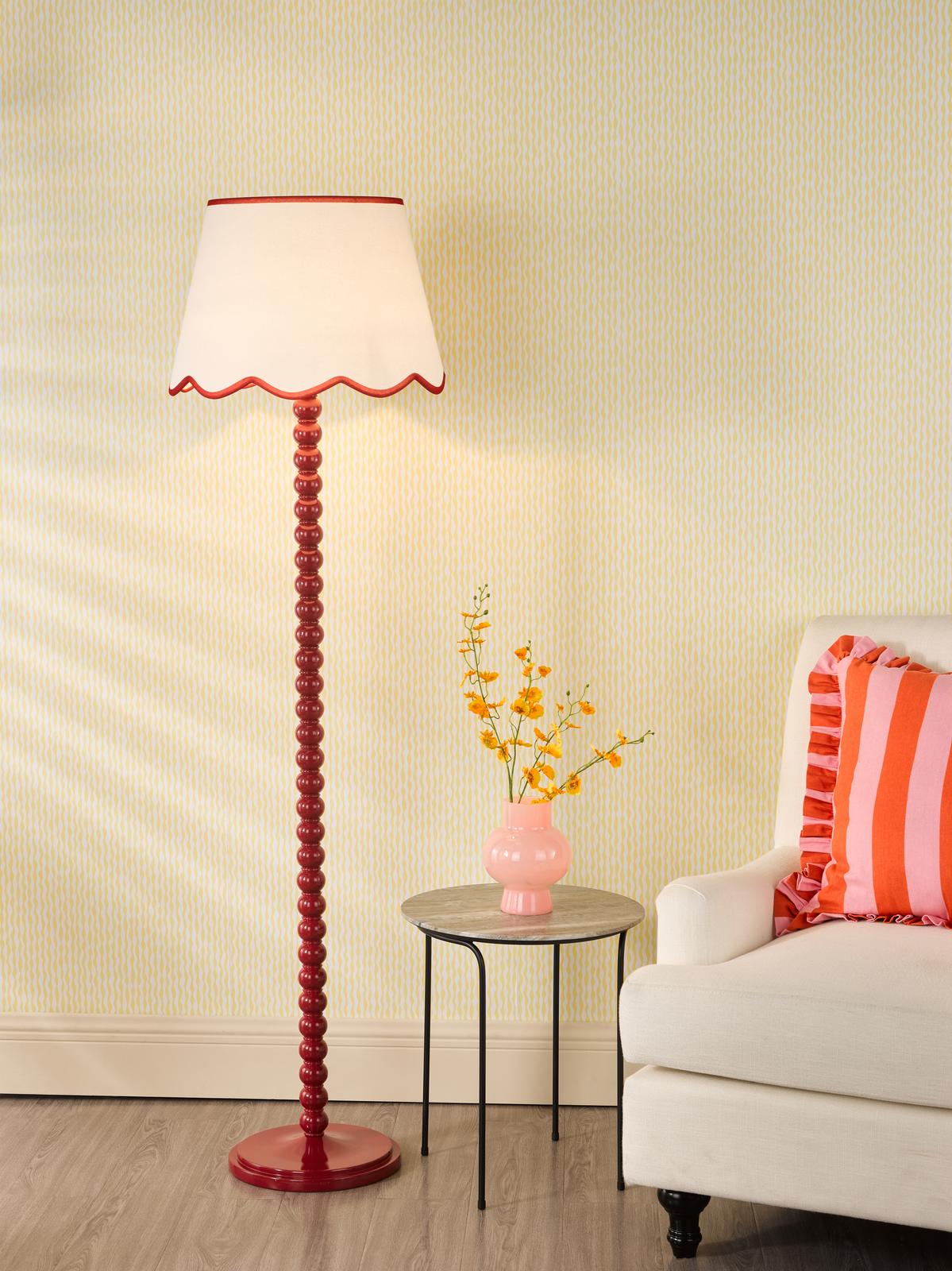 SPO4925-POM1825 Spool Floor Lamp Red With Shade